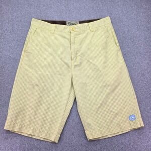 Billabong Men's Yellow Plaid Chino Shorts Size 34 Golf Casual Summer Outdoor